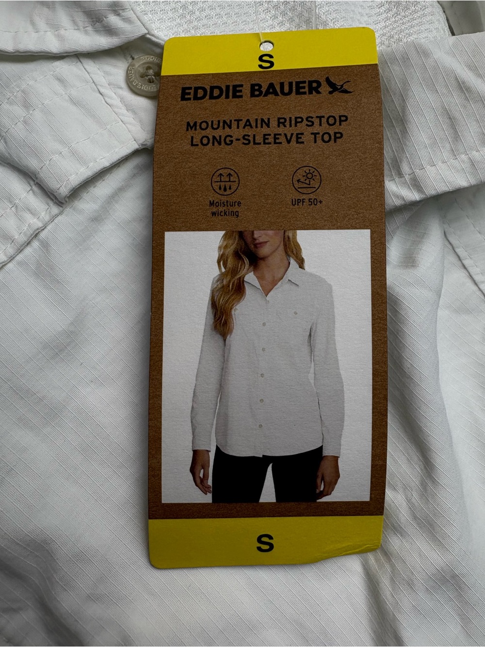 Eddie Bauer White Ripstop Button-Down Long Sleeve Shirt